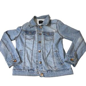 Cavalini jean JACKET denim coat women's Medium multi pocket western BoHo